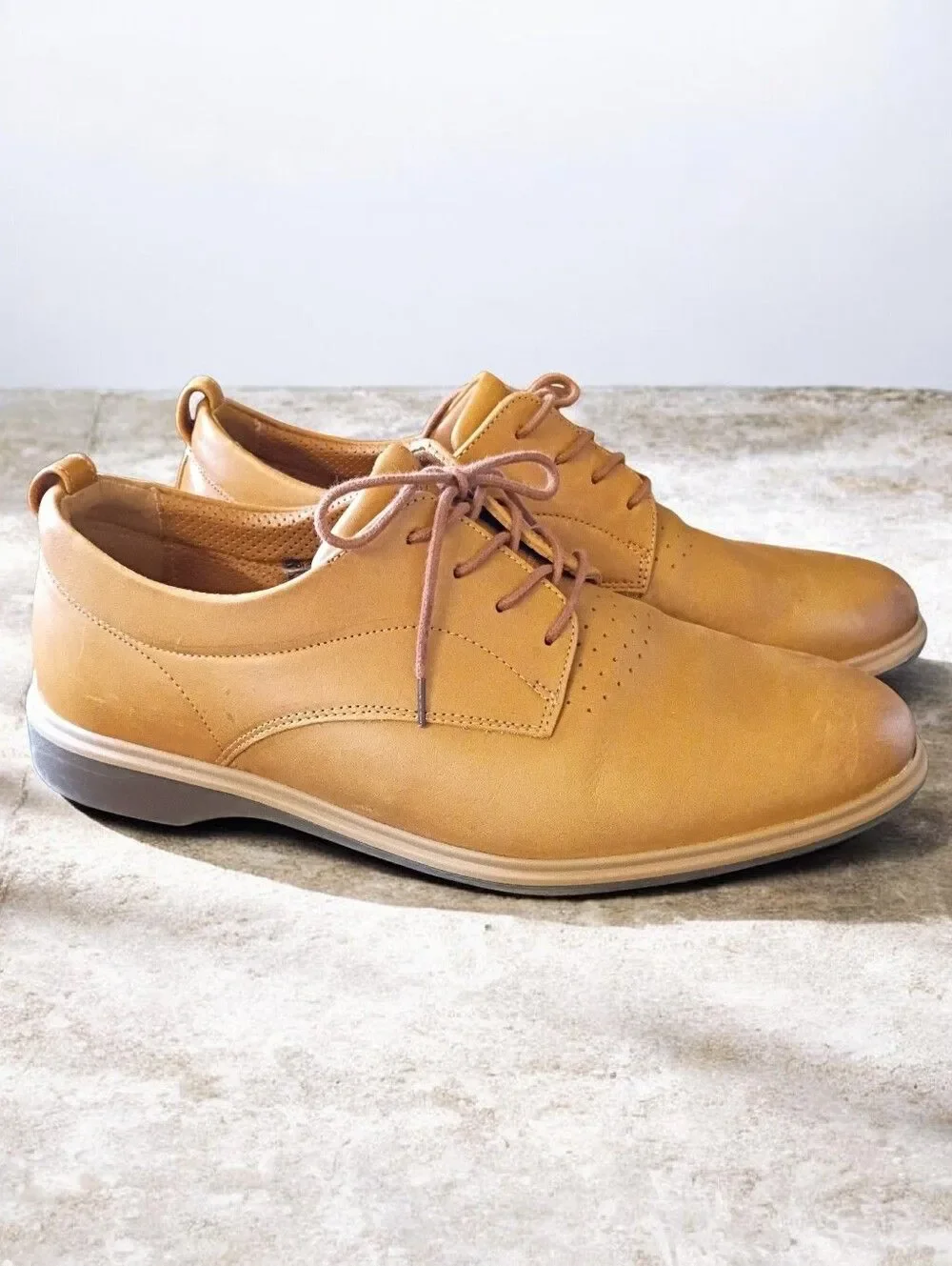 Amberjack Original Light Brown Leather Oxford Derby Comfort Soft Shoes 12